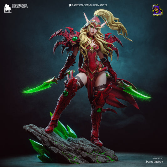 Valeera Sanguinar Warcraft rogue figure painted front view with twin daggers