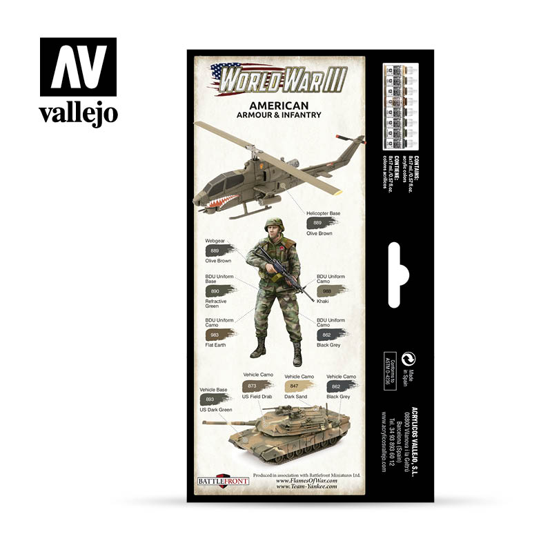 Model Color: WWIII Paint Set - American Armour & Infantry