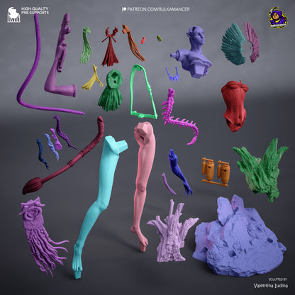 varang avatar resin statue parts layout assembly pieces head weapon body base tribal components