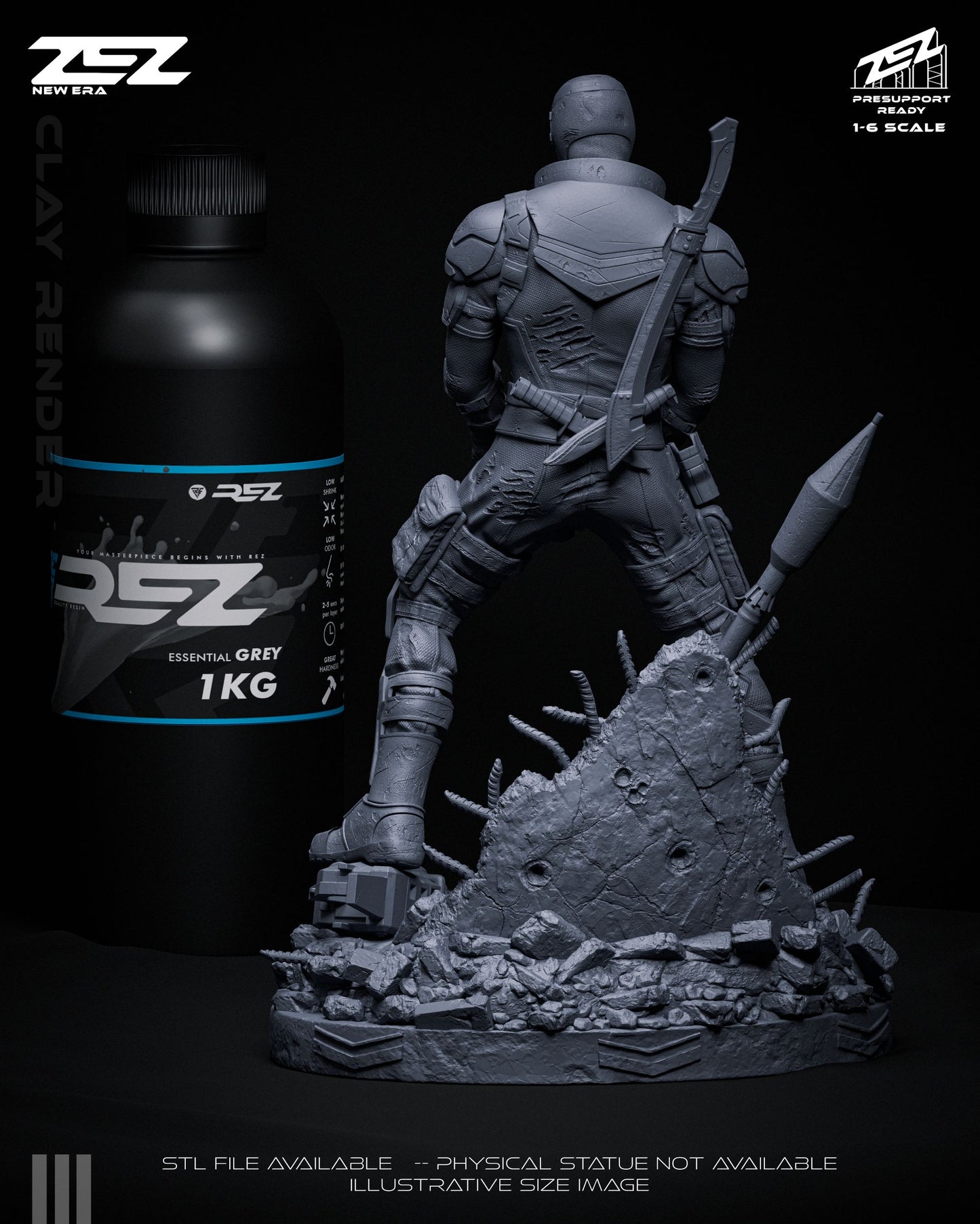 Vigilante DC Comics 1:6 scale figure unpainted clay rear view