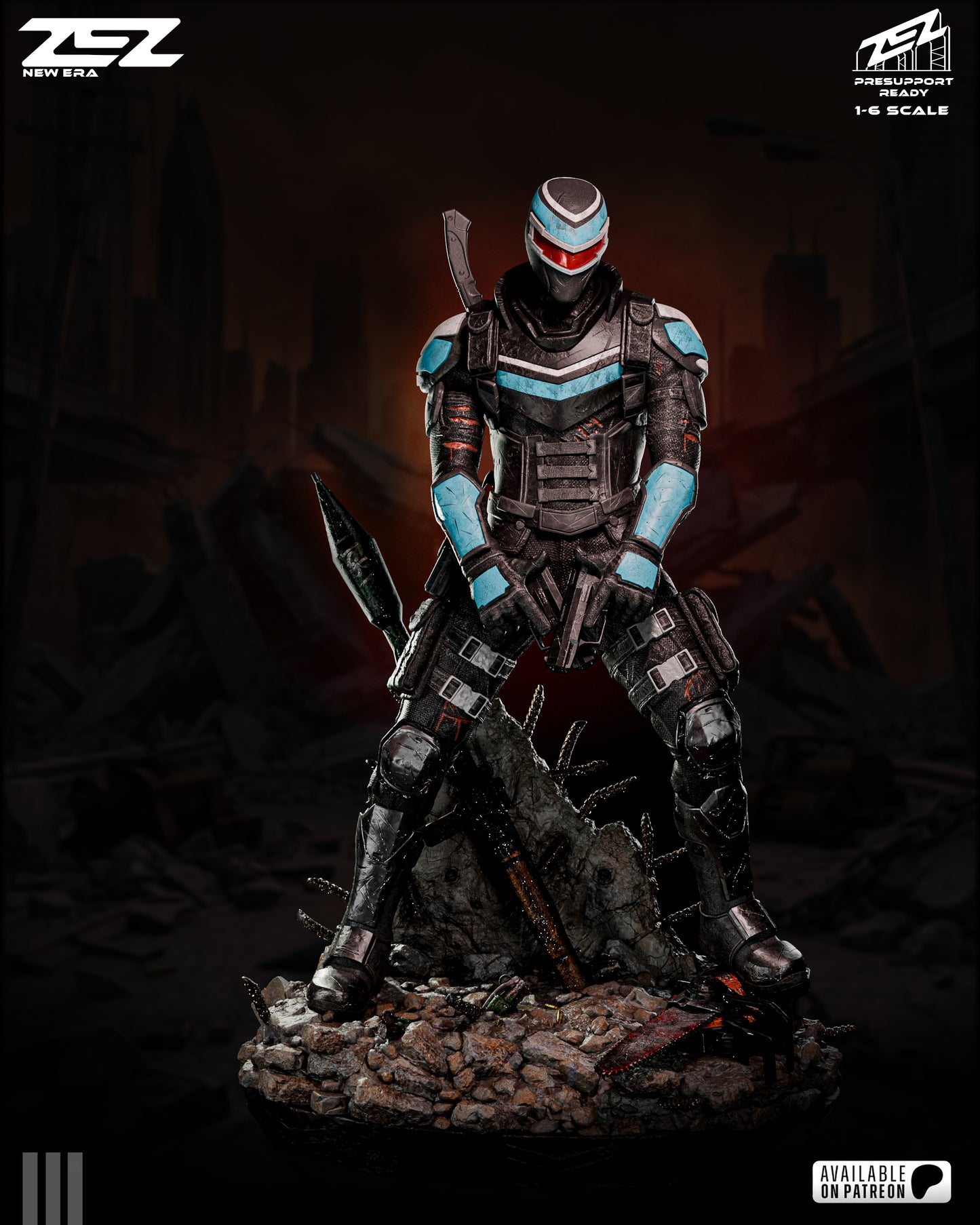 Vigilante DC Comics 1:6 scale figure painted front view with tactical armor and battlefield base