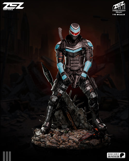 Vigilante DC Comics 1:6 scale figure painted front view with tactical armor and battlefield base