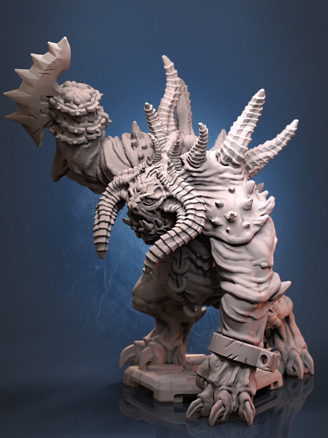 Demon Guardian miniature with dark armor and menacing features, perfect for D&D, Pathfinder, Warhammer, Age of Sigmar, Frostgrave, and Call of Cthulhu