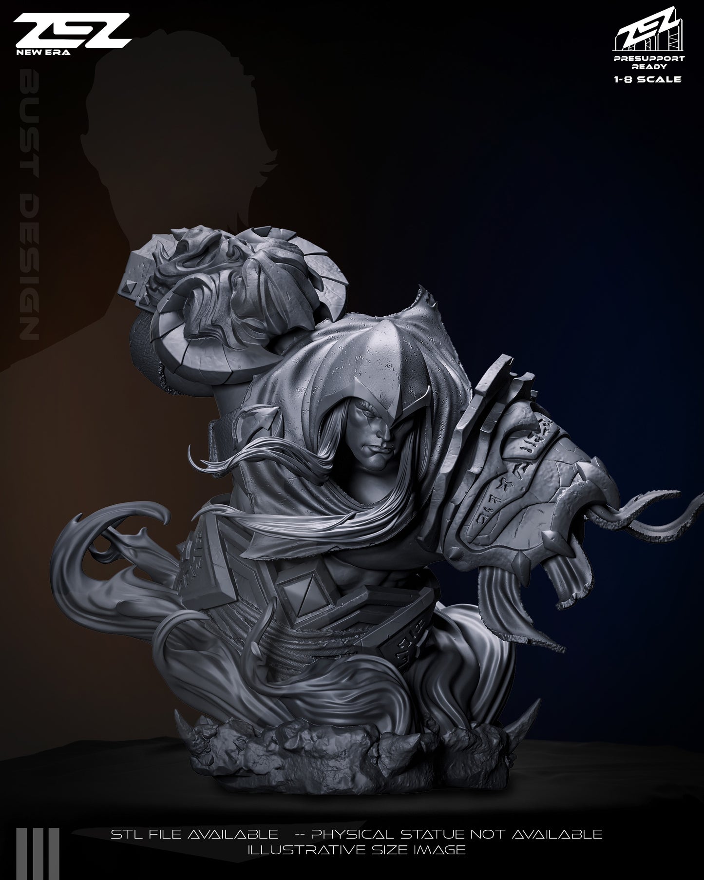 war darksiders bust close up armored rider hooded warrior detailed armor resin collectible display bust