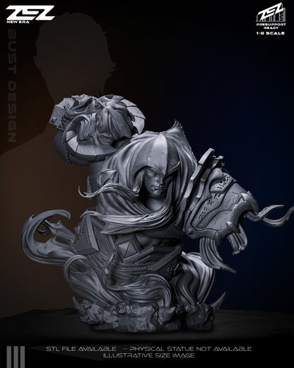 war darksiders bust close up armored rider hooded warrior detailed armor resin collectible display bust