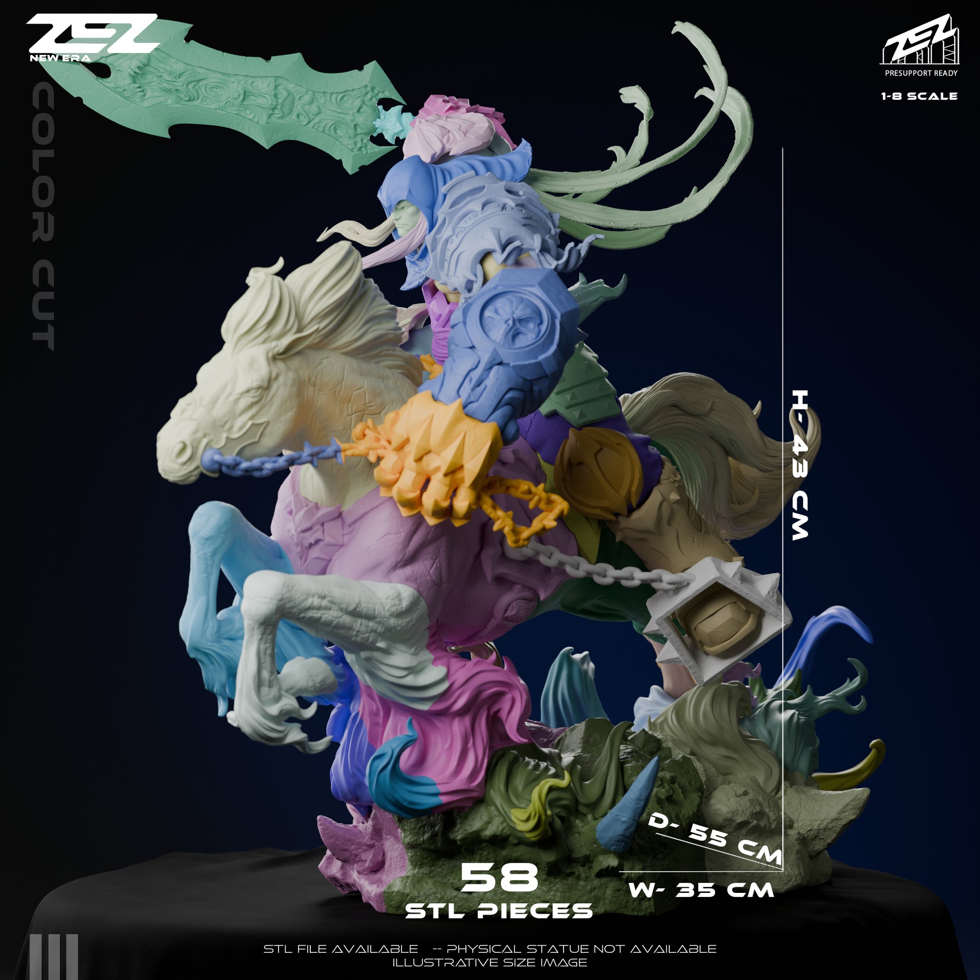 war darksiders statue color parts breakdown horse rider sword flames base modular resin figure kit