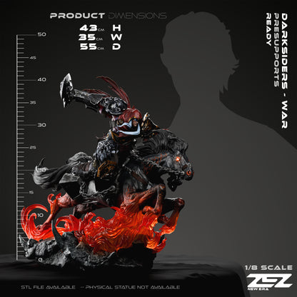 war darksiders statue dimensions height width depth horse flames base large resin collectible figure size reference