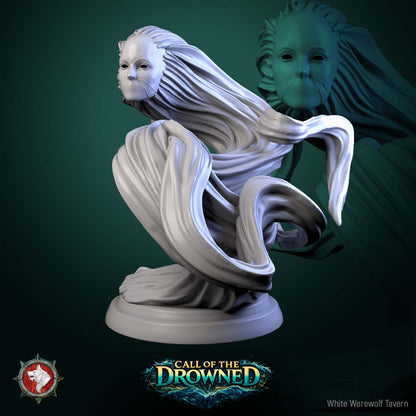 Water Elemental V2 miniature featuring a mysterious masked face formed from flowing water