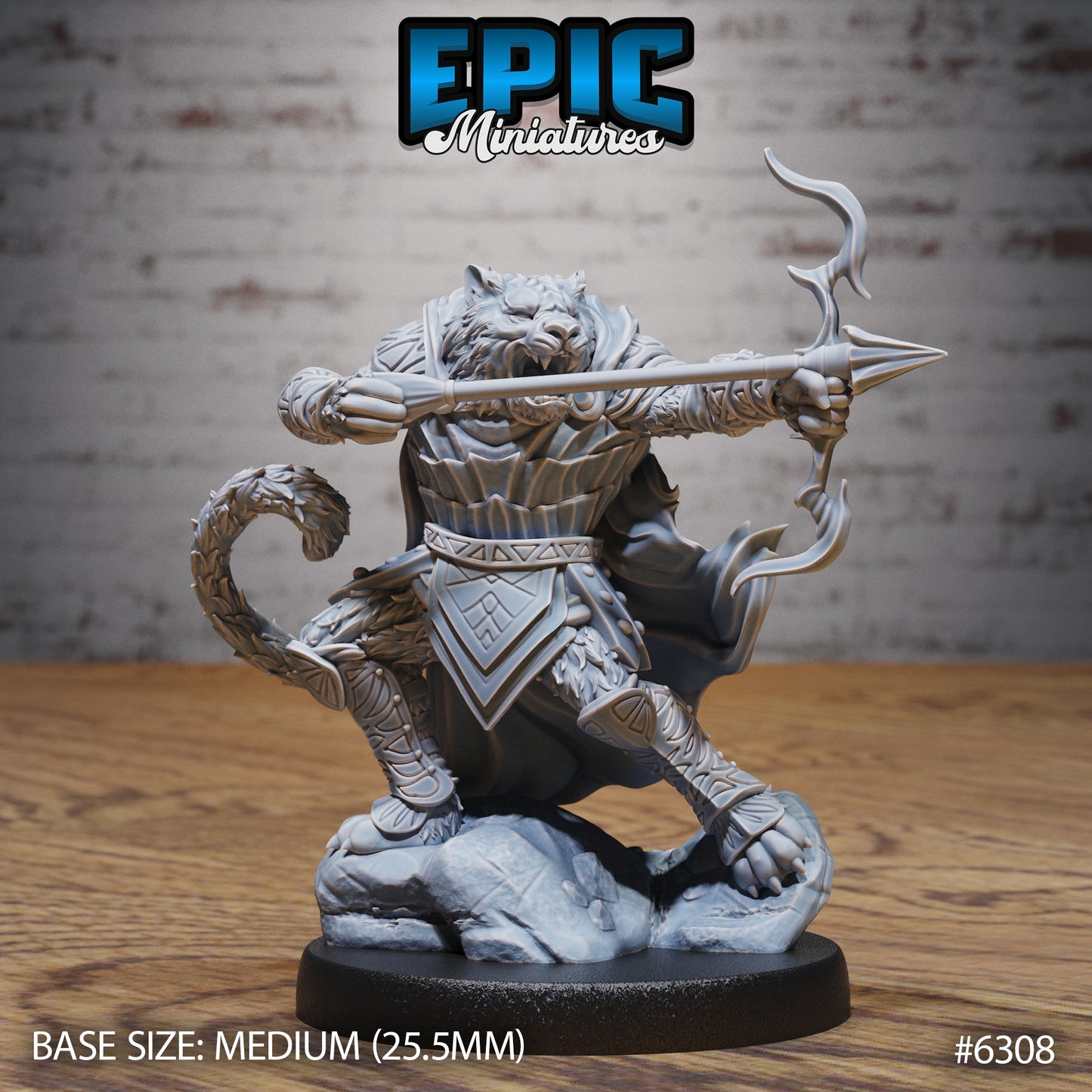 were tiger resin miniature dungeons and dragons lycanthrope drawing bow with arrow ready fantasy monster