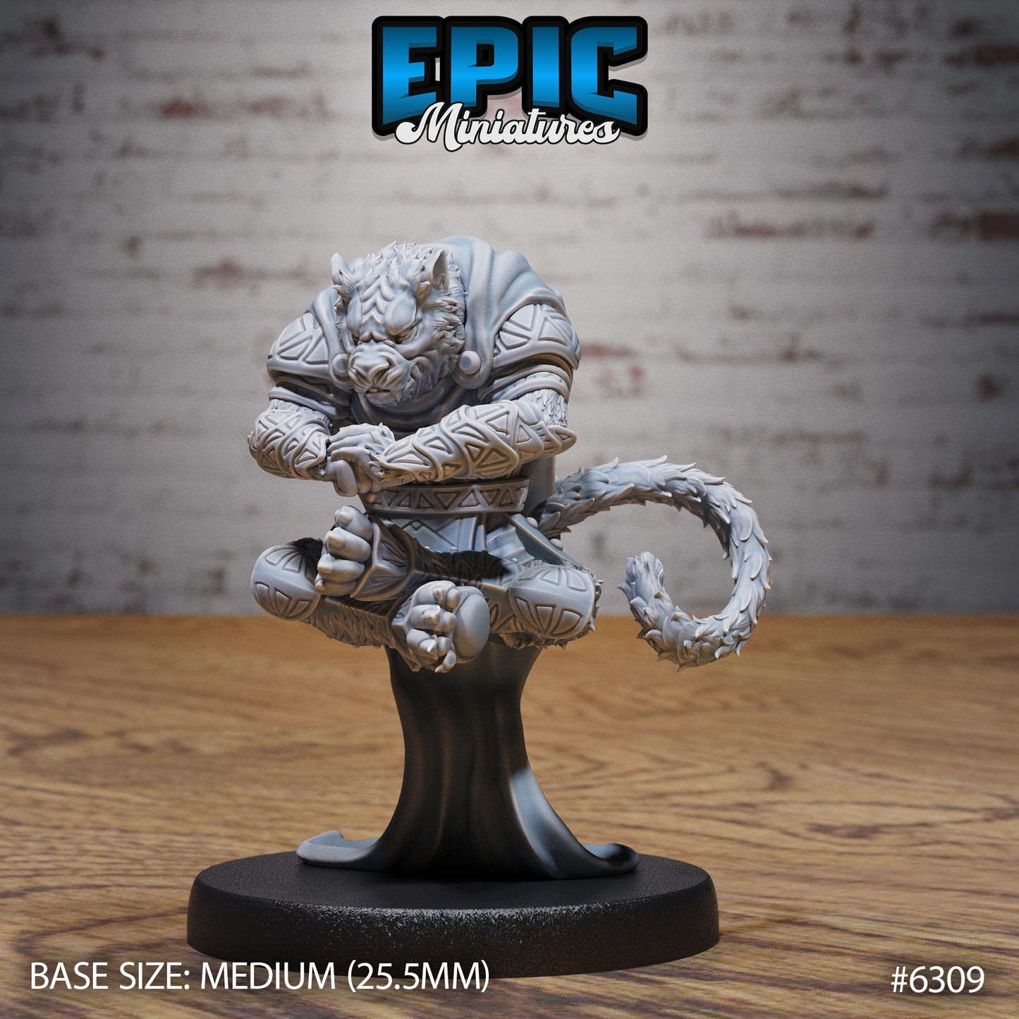were tiger resin miniature dungeons and dragons lycanthrope sitting in meditation hybrid form fantasy monster