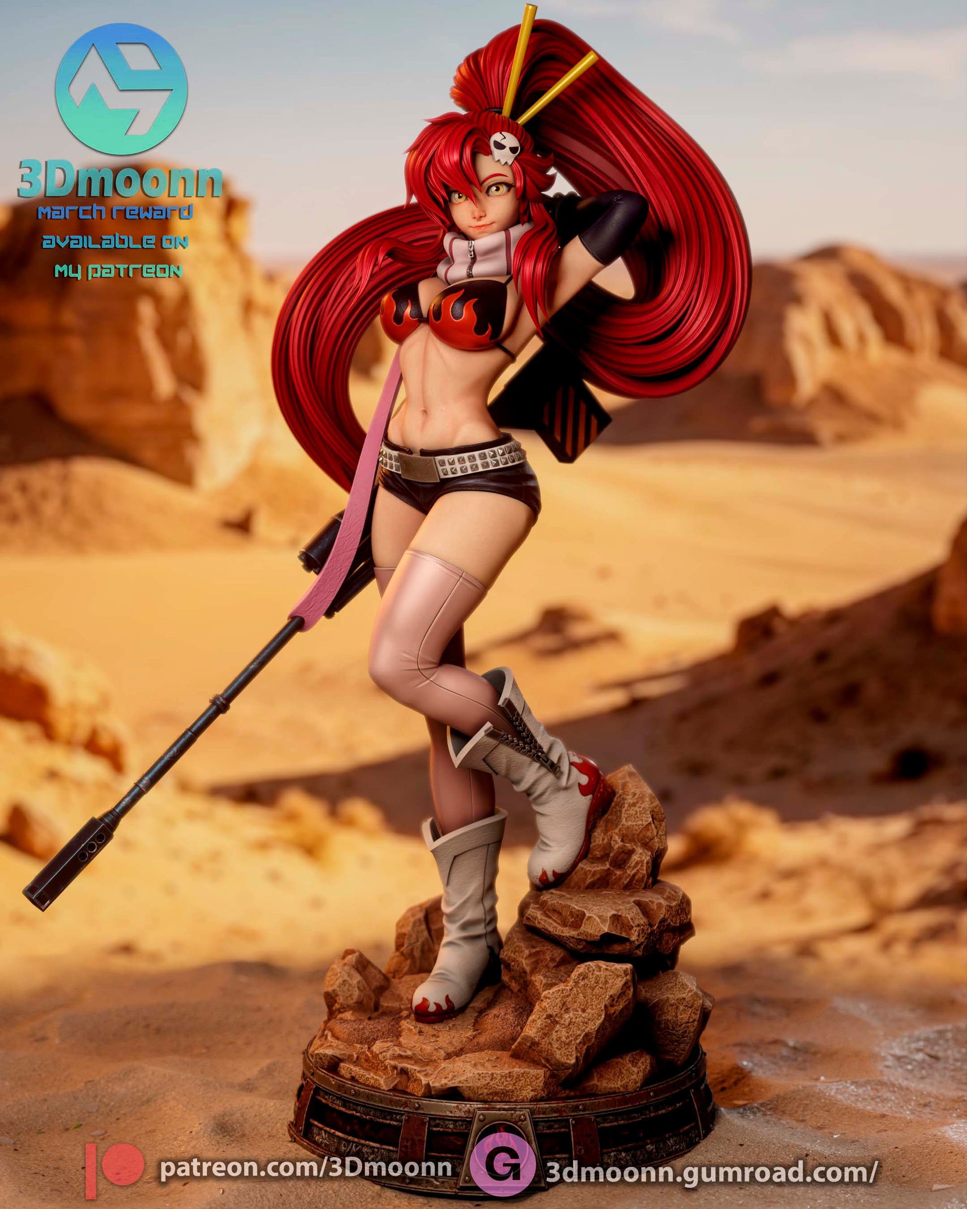Yoko Littner Gurren Lagann 1-6 scale figure SFW version front view with rifle and desert base