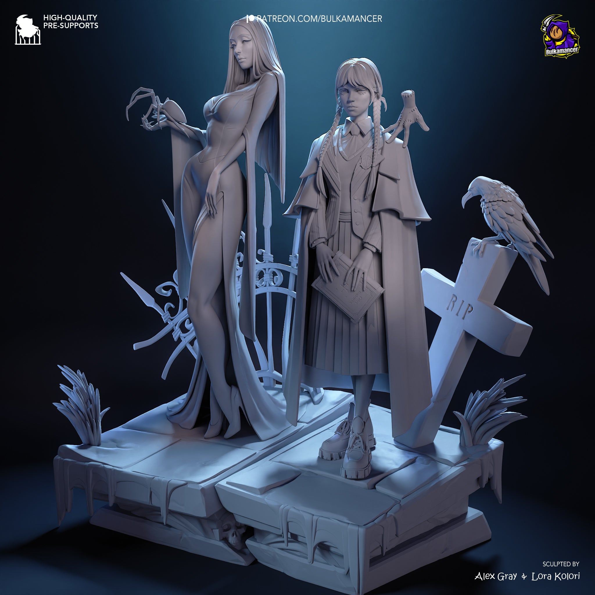 Wednesday & Morticia Addams - The Addams Family -1:8 Scale Figures - Image 3