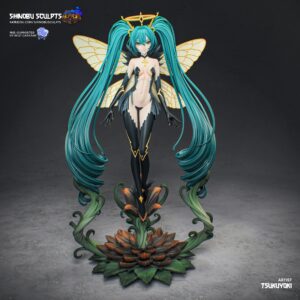 Painted Hatsune Miku fairy 1:8 scale figure with botanical base and translucent wings