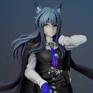 Texas Arknights Figure Close-Up Showing Outfit and Facial Details