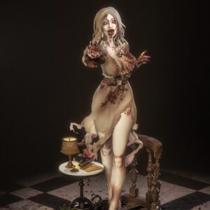 Selena Corey Resident Evil 1:6 scale SFW figure with bloodstained dress and survival horror display base