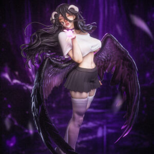 Albedo Casual Figure from Overlord in 1:6 scale with black wings and SFW outfit
