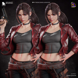 Claire Redfield Resident Evil figure showing serious and winking alternate facial expressions