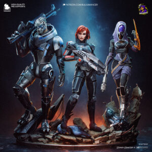 Painted Mass Effect 1:8 Scale Diorama with Commander Shepard Garrus and Tali