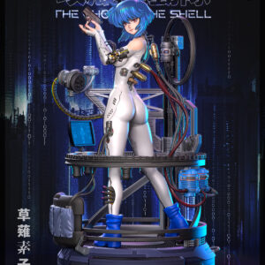 Motoko Kusanagi Ghost in the Shell figure displayed inside a detailed cybernetic laboratory station