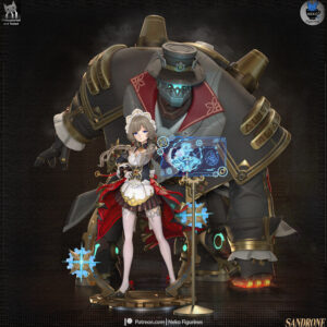 Sandrone Genshin Impact 1:7 Scale Figure displayed with her massive mechanical automaton companion