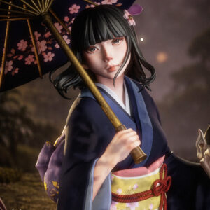 Hannya Maiden original character 1:6 scale figure with floral parasol and detailed kimono