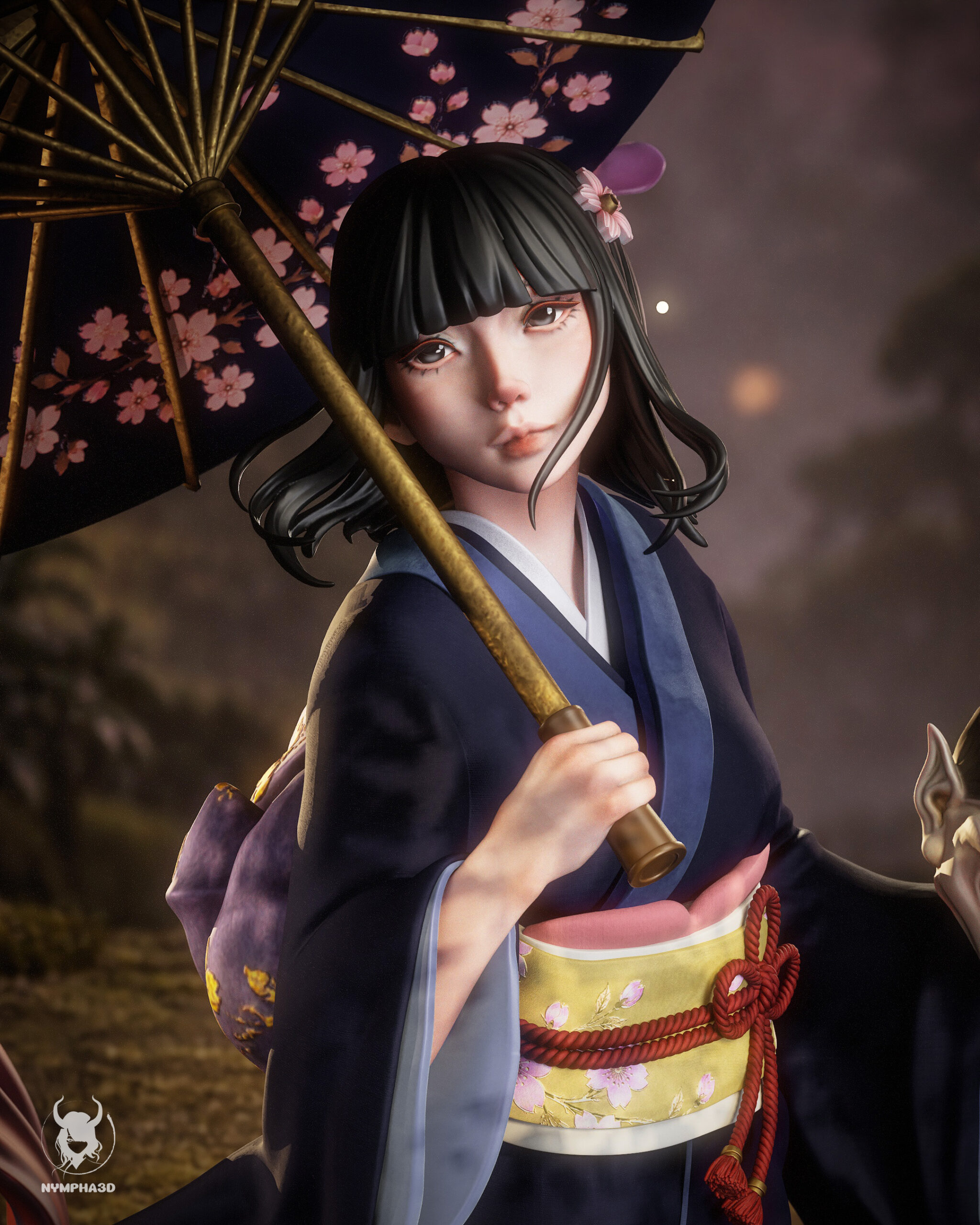 Hannya Maiden original character 1:6 scale figure with floral parasol and detailed kimono