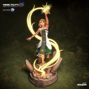 Painted Zelda Tears of the Kingdom figure by Shinobu Sculpts with illuminated golden light effects