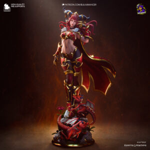 Alexstrasza Warcraft 1:8 scale figure painted reference with red and gold dragon armor by Bulkamancer Sculpts