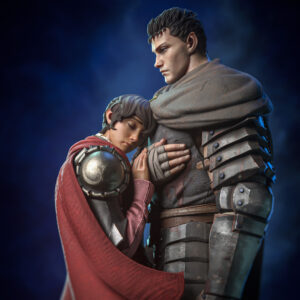 Guts and Casca Berserk 1:8 scale figures closeup showing armor capes and character details