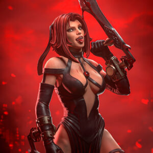 Rayne BloodRayne figure close-up showing facial expression, mechanical gauntlets and signature blade weapons