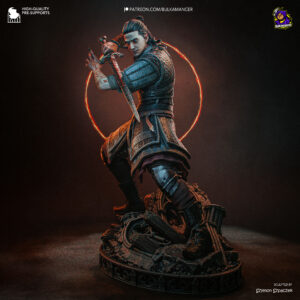 Coen Blood of Dawnwalker figure painted color reference with runed sword and ruined Gothic base