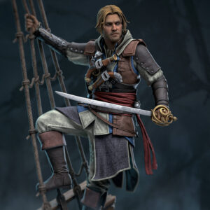 Edward Kenway Assassin's Creed 1:8 scale figure with sword aboard damaged ship rigging