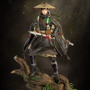 Emma Beast of Reincarnation 1:8 scale figure wearing her straw hat with katana and detailed forest base