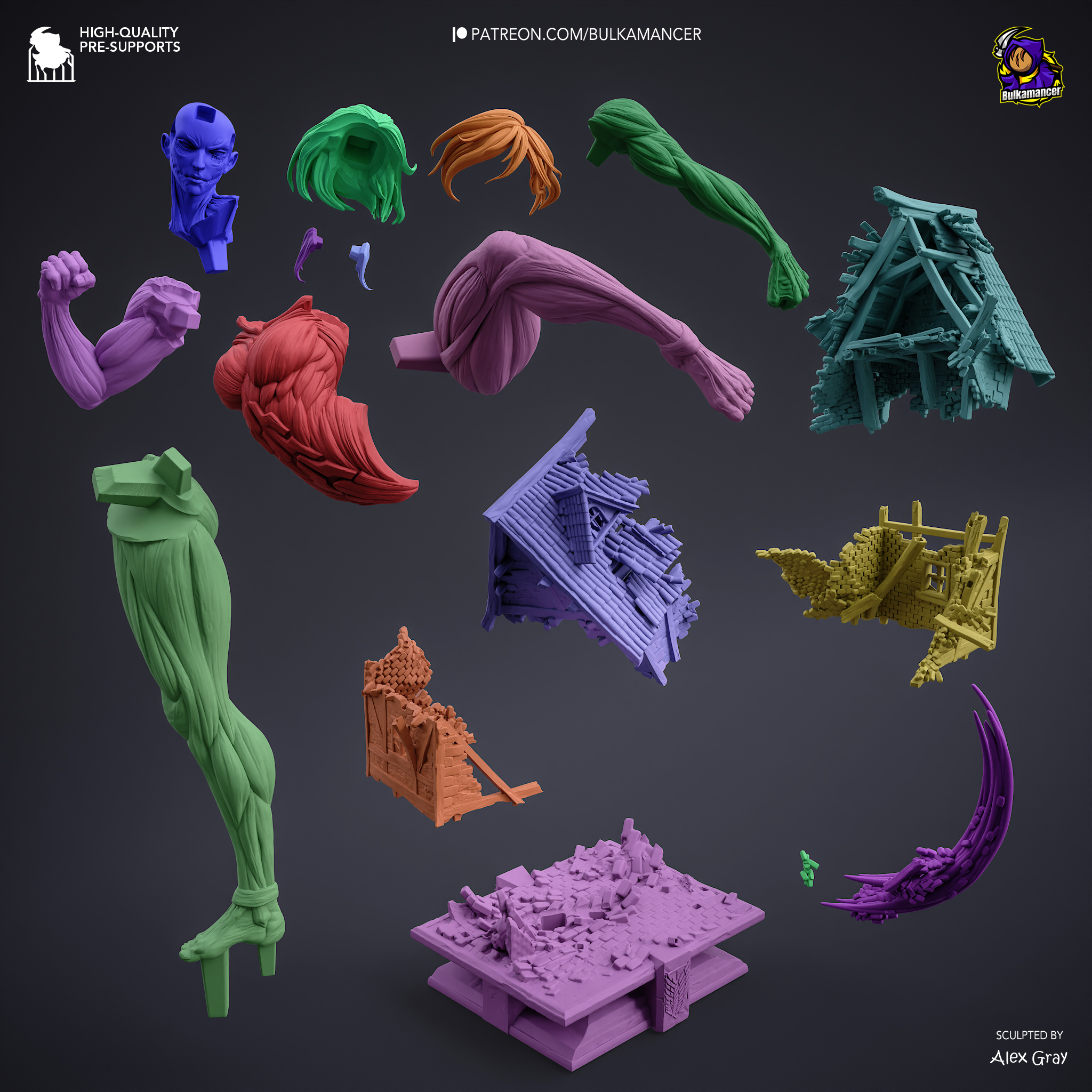 Female Titan Attack on Titan figure sculpt components by Bulkamancer Sculpts