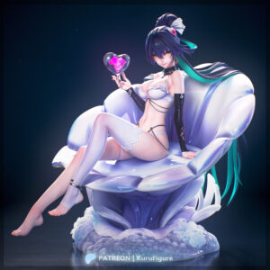 Little Mermaid Goddess of Victory Nikke 1:7 scale figure by Kuru Figure seated on seashell display