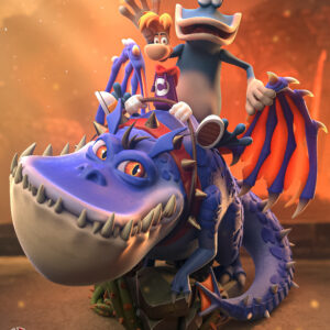 Rayman and Globox riding a dragon in the How to Train Your Dragon 1:8 scale figure by H3ll Creator