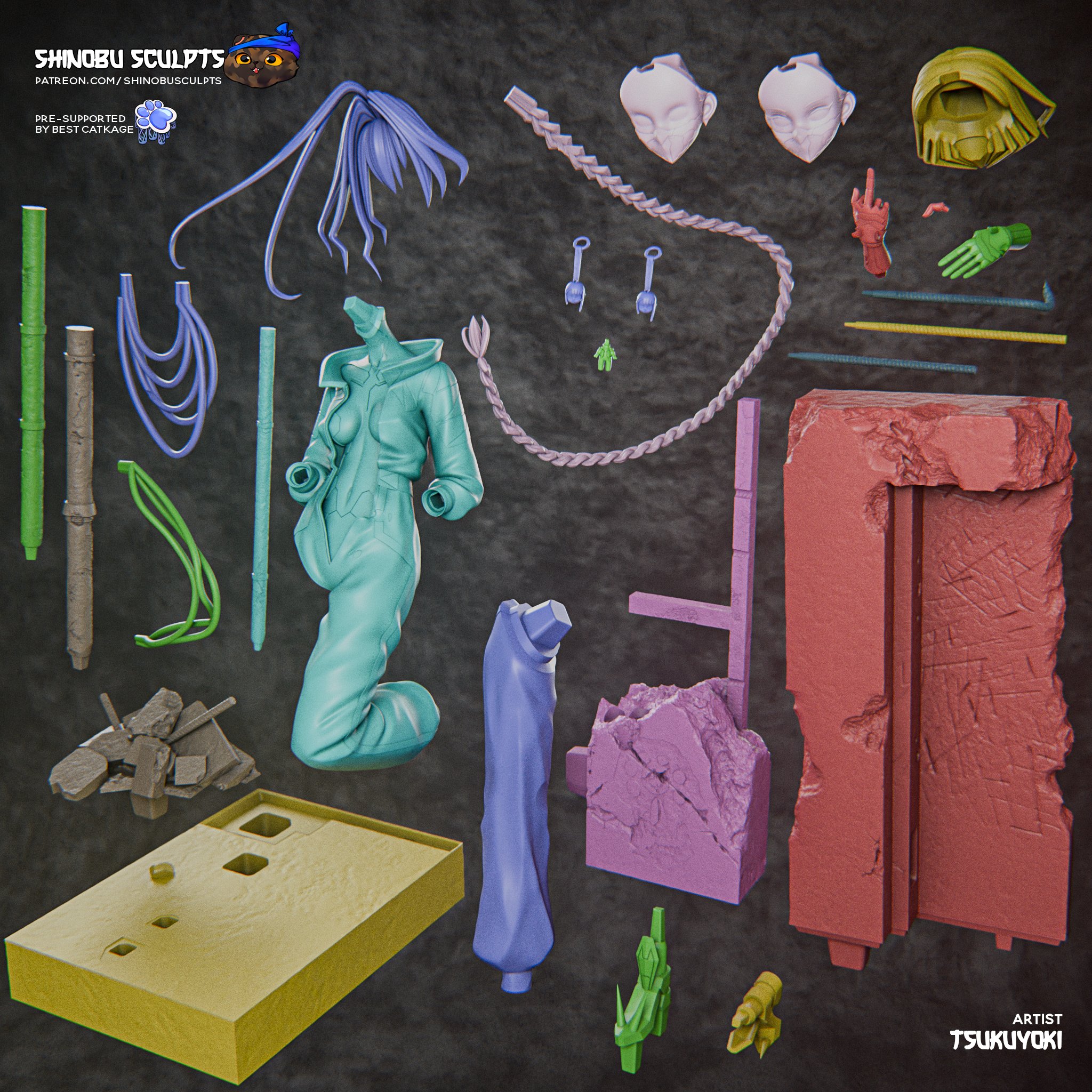 Talia Yang Cyberpunk Edgerunners figure parts and sculpt details by Shinobu Sculpts