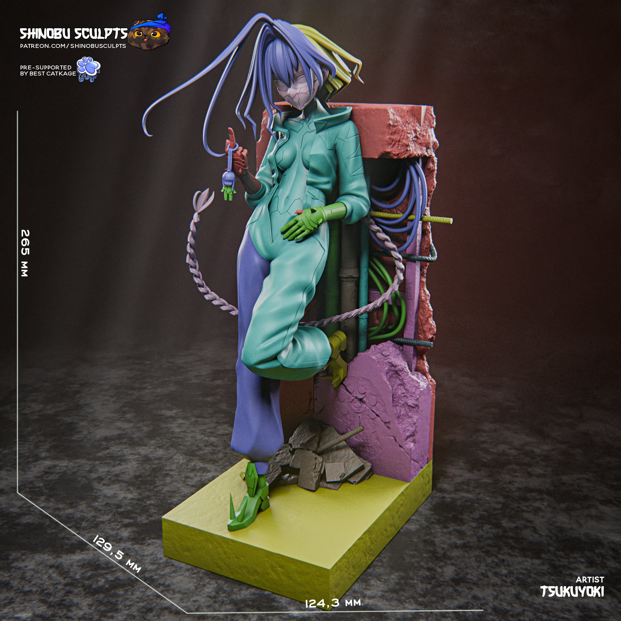Talia Yang Cyberpunk Edgerunners figure dimensions and full display reference