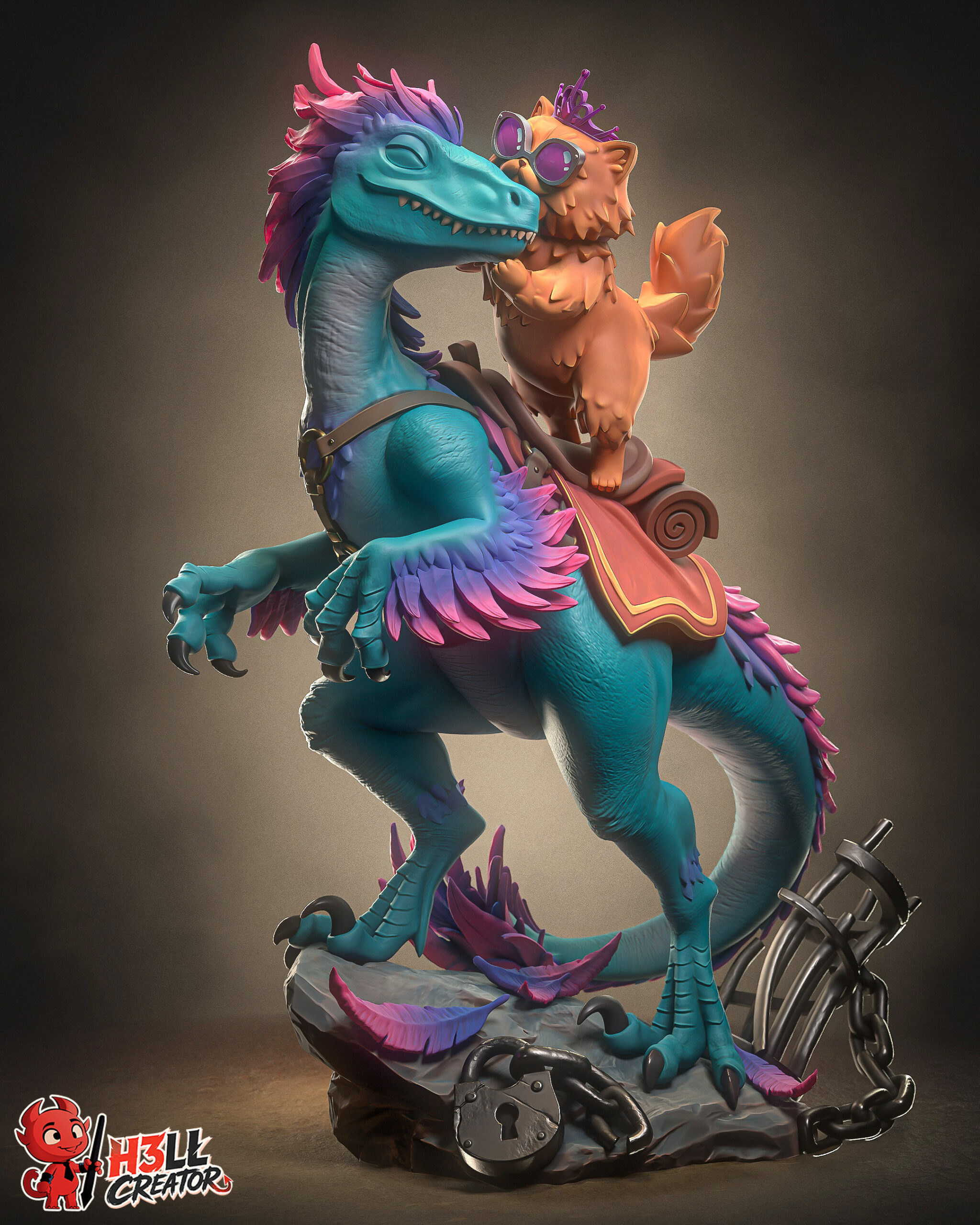 Mongo and Princess Donut Dungeon Crawler Carl figure front view on dungeon base