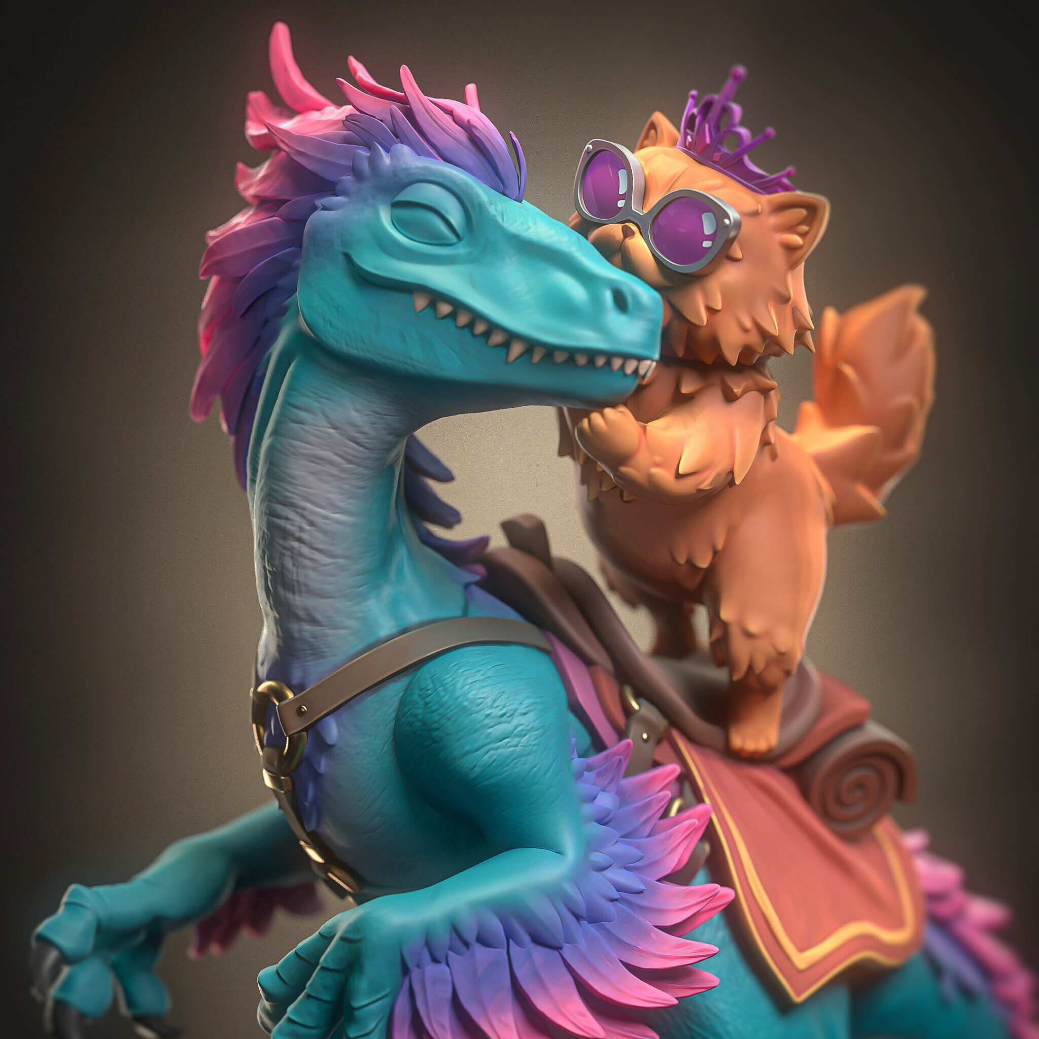Princess Donut hugging Mongo Dungeon Crawler Carl collectible figure close-up