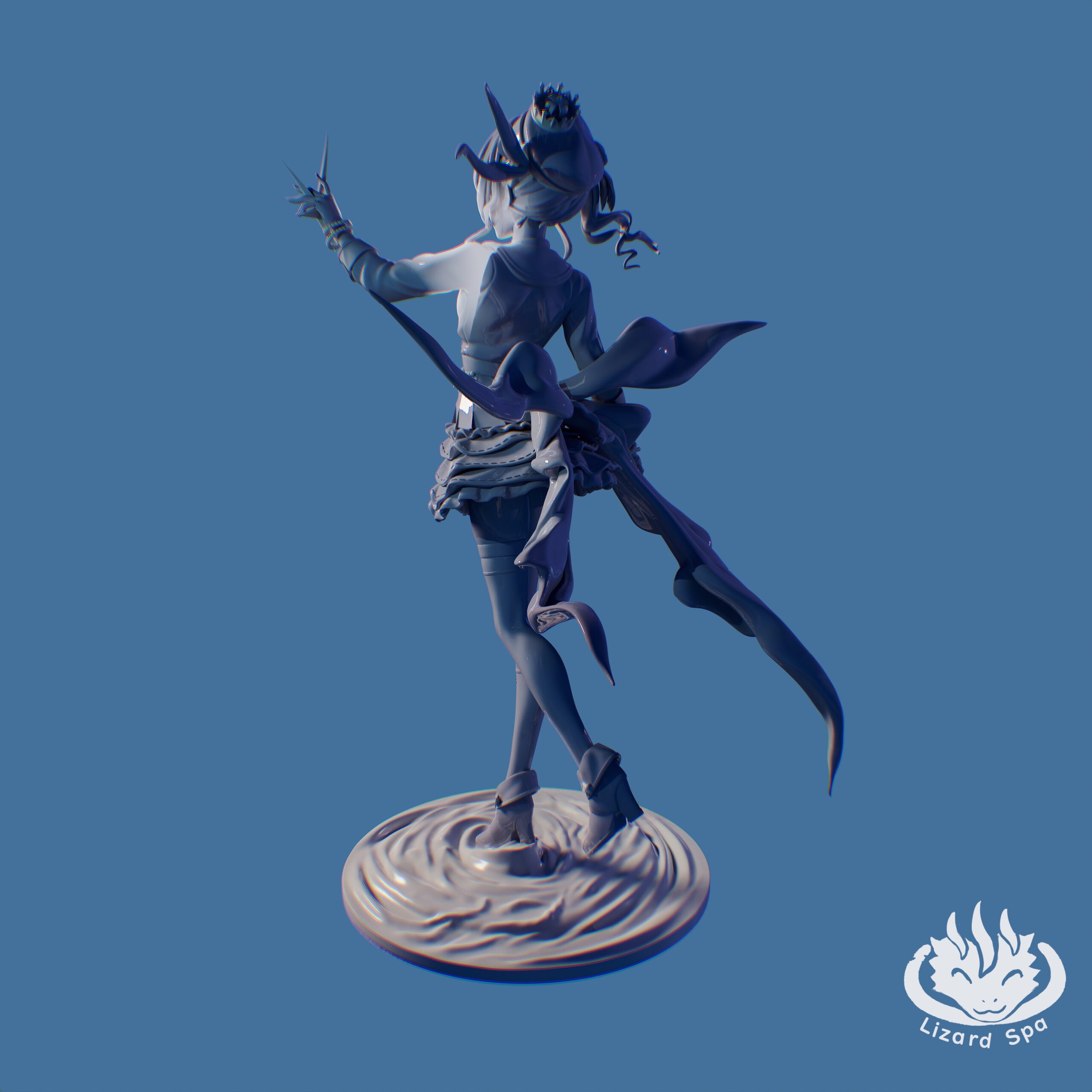 Hoshimachi Suisei 1:7 scale collectible sculpt rear view with flowing ribbons and layered outfit details
