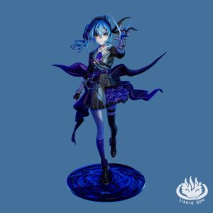 Hoshimachi Suisei 1:7 scale figure front view with dark stage outfit and swirling display base
