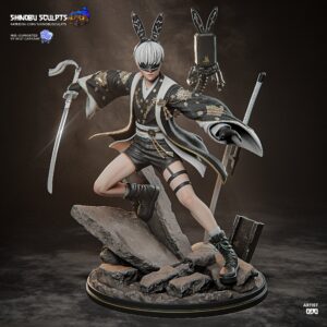 9S NieR Automata figure by Shinobu Sculpts with Pod and katana