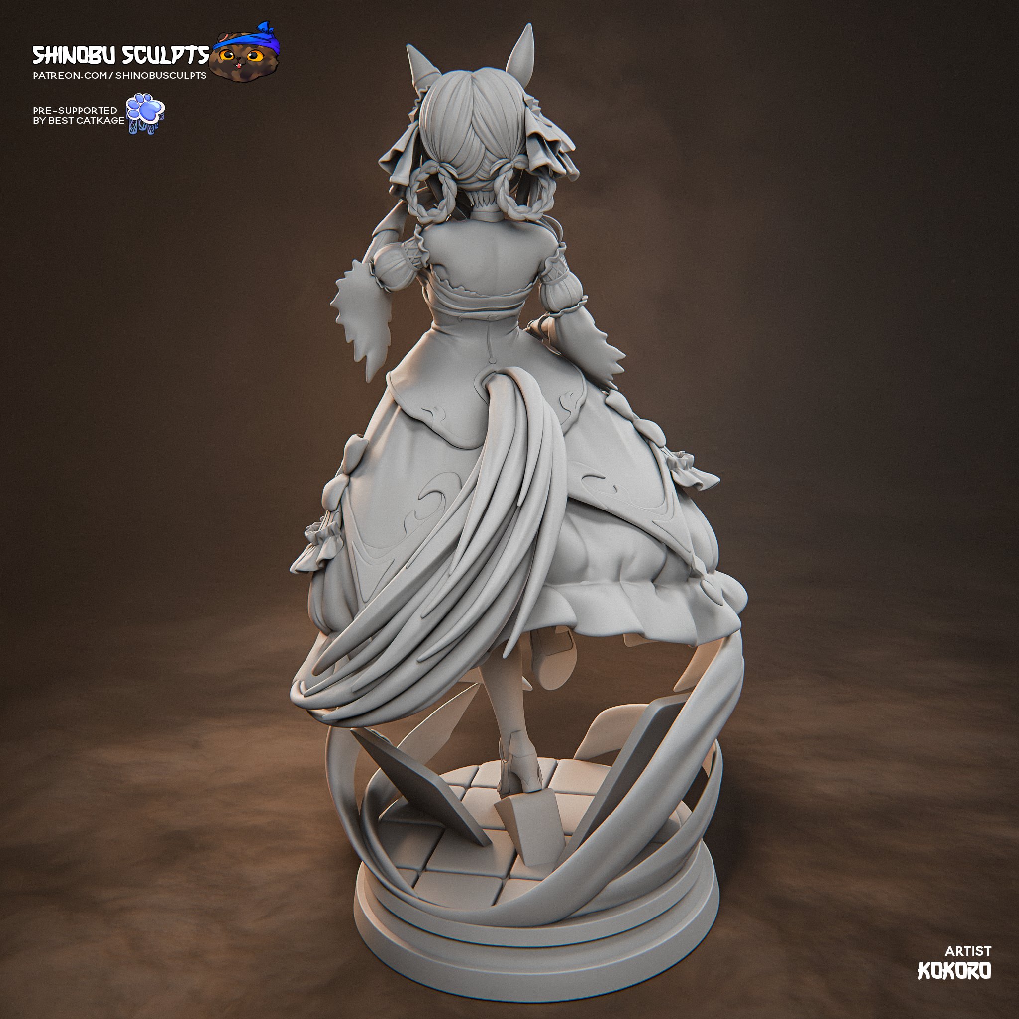 Gentildonna Umamusume figure rear view showing tail and costume details