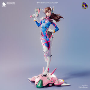 D.Va Overwatch figure by Bulkamancer Sculpts with Light Gun and MEKA-inspired base