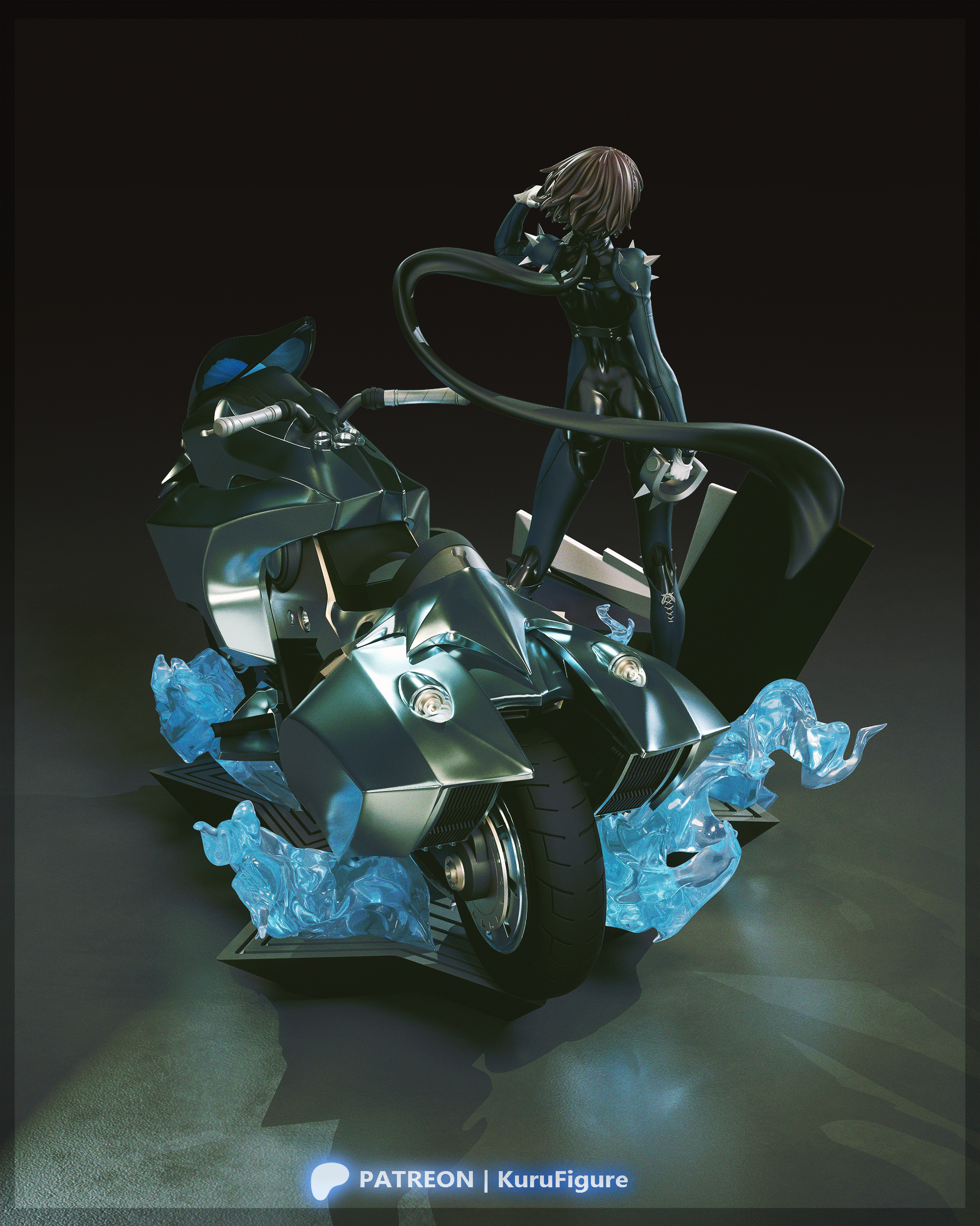 Makoto Niijima as Queen with Johanna in Persona 5 display