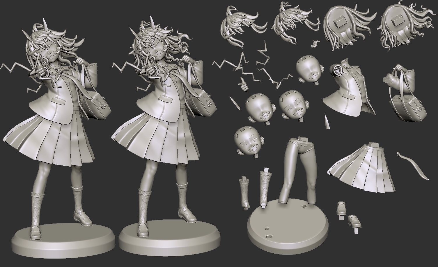 Aoki Ruri RuriDragon figure parts and alternate head options by Ukupalua